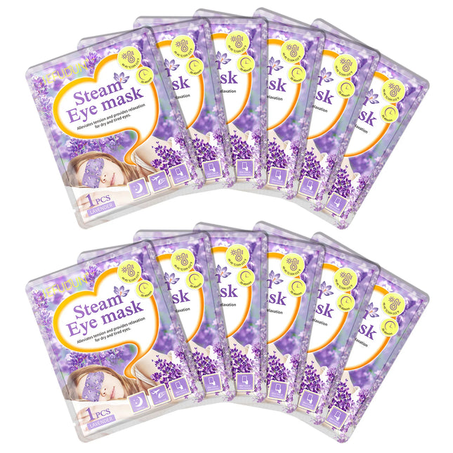 12 Pieces Disposable Steam Eye Mask Lavender Aroma Eye Masking Moisturizing Heat Therapy Pad Sleeping Relaxation Eyes Masking