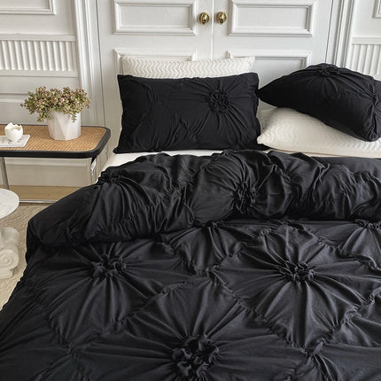 3pcs Bedding Cover, Big Pinch Pleat Duvet Cover, Soft Microfiber Bedding Set with Zipper Closure & Corner Ties