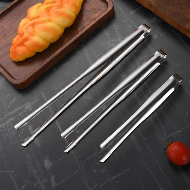 304 Stainless Steel Grill Tongs Food Clip BBQ Steak Clip Bread Tong Cooking Utensils Party Non-Slip Kitchen Gadgets Accessories