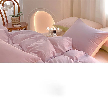 Simple Fresh Queen Bedding Set 100% Cotton Soft Comfortable Duvet Cover Set with Sheets Quilt Cover and Pillow Covers Bed Sets