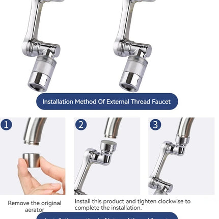 1080° Rotating Water Purification Filter Plastic Faucet Mechanical Arm Spray Head Kitchen Washbasin Extension Tap Aerator Univer