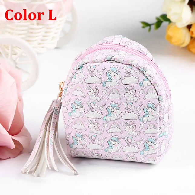 Women PU Leather Unicorn Coin Purse Mini Wallet Zipper Coin Backpack Keys Pouch Storage Bag Card Holder Home Storage Organizer