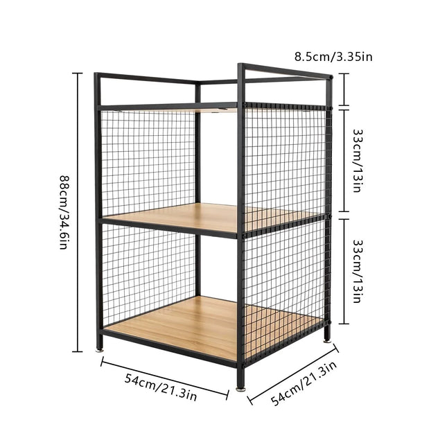 3-Tier Printer Stand Solid Wood & Iron, 44lbs Capacity, Space-Saving Design, Ideal for Office & Home Storage, Durable & Stylish