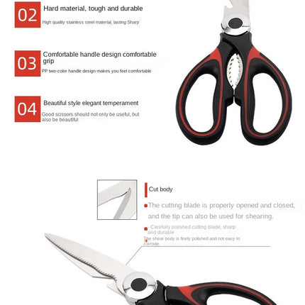 Kitchen Scissors Chicken Bone Scissors with Cover Stainless Steel Heavy Duty Multipurpose Scissors for Opening Bottle Nutcracker