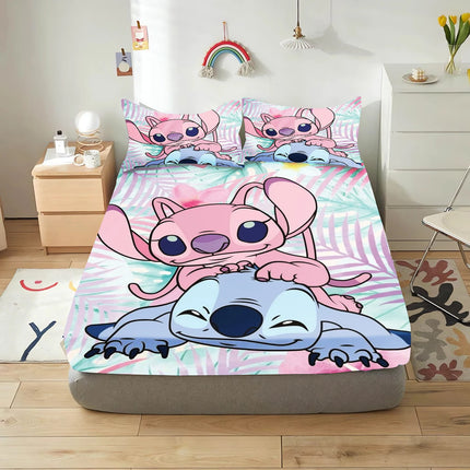 Stitch Fitted Sheet Bedding Set Bedding Sets  Comfortable Soft 3-Piece Set With Pillowcase