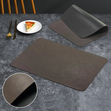 Square Double-Layer Cowhide PU Leather Placemat