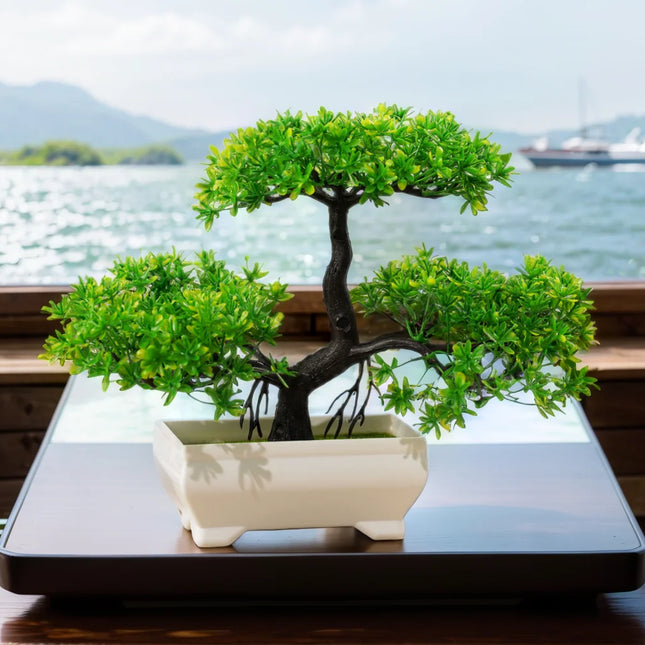 Artificial Bonsai Tree Potted Plant Small Table Decor