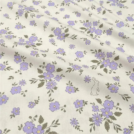 160*50cm Purple Small Floral Design Printed Cotton Fabric For DIY Children's Wear Cloth Make Bedding Quilting Girl Dress Tesido
