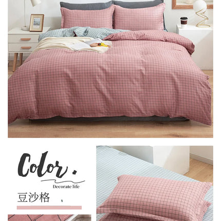 Home Textile Solid Color Duvet Cover Pillow Case Bed Sheet AB Side Quilt Cover Boy Kid Teen Girl Bedding Linens Set King Queen