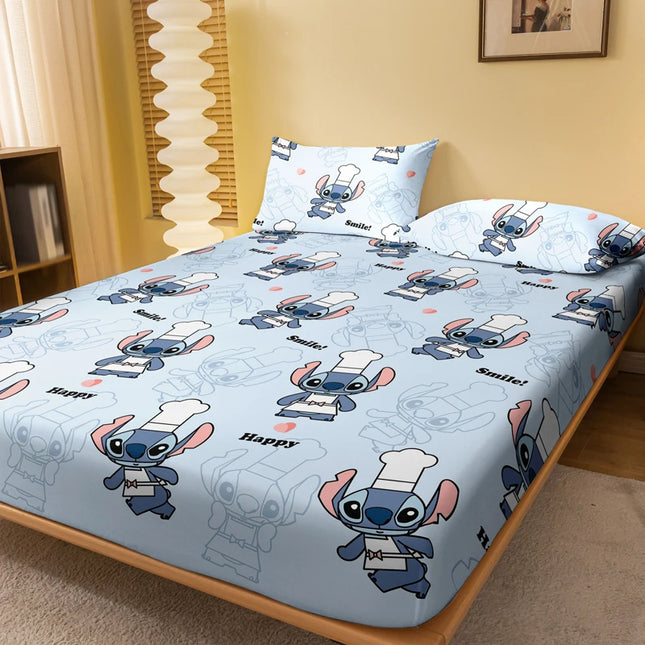 1 cartoon cute Stitch pattern digital printed frosted Fitted Sheett,bedroom printed bed cover,bedding(No pillowcase)