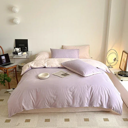 Simple Fresh Queen Bedding Set 100% Cotton Soft Comfortable Duvet Cover Set with Sheets Quilt Cover and Pillow Covers Bed Sets