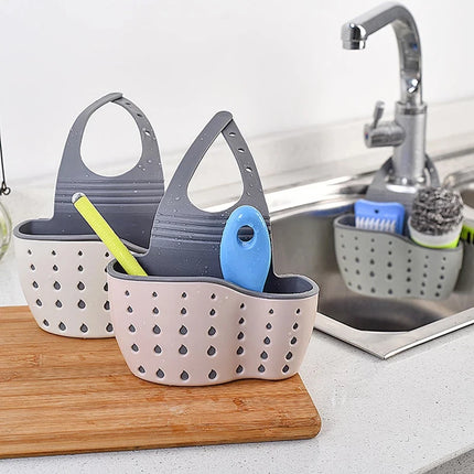 Hot Home Storage Drain Basket Kitchen Sink Holder Adjustable Soap Sponge Shlf Hanging Drain Basket Bag Kitchen Accessories