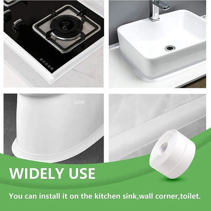 Bathroom Shower Sealing Tape Sink Bath White Pvc Self Adhesive Waterproof Wall Sticker For Bathroom Kitchen Caulk Sealing Strips