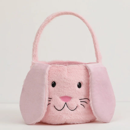 Plush Easter Basket For Kids Soft Fluffy Candy Gift Bag For Boys Girls Cute Easter Bucket Egg Hunt Bunny Bag With Ears Party