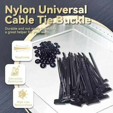 Self-locking Nylon Universal Cable Tie Buckle Heavy Duty Zip Ties with Pin & Button Car Daily Repair Fastening Strap
