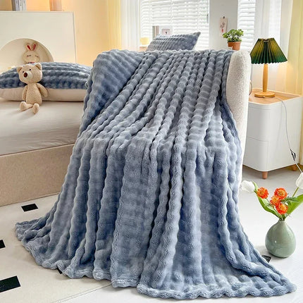 New Bubble Fleece Blanket - Solid Color Rolled Edge Cover Blanket Soft and Comfortable Bedding 150x200 180x200 200x230