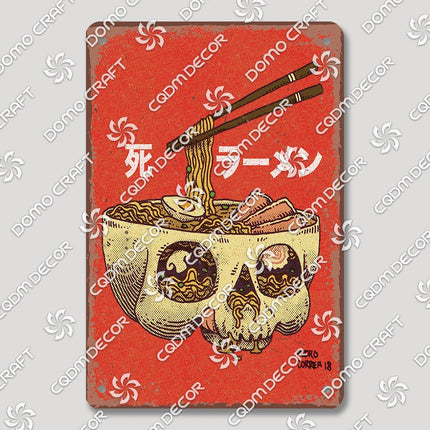 Cartoon Cat Japanese Food Plaque Tin Sign Retro Ramen Sushi Takoyaki Poster Metal Plates Bar Pub Restaurant Kitchen Wall Decor