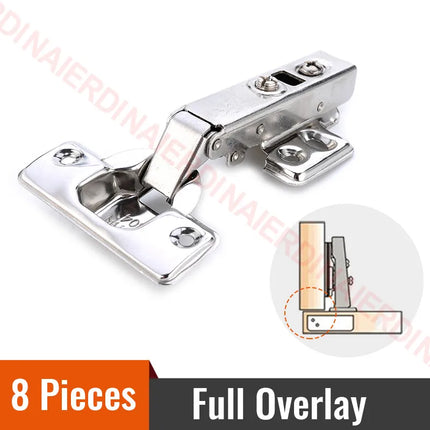 NAIERDI 8/10/12PCS Cabinet Hinges Stainless Steel Hydraulic Door Hinge Damper Buffer Soft Closing for Kitchen Cupboard Furniture