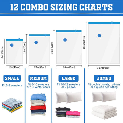 3/5Pcs New Vacuum Storage Bags with Hand Pump for Comforters Clothes Pillow Bedding Blanket Storage Saver 80% More Compression