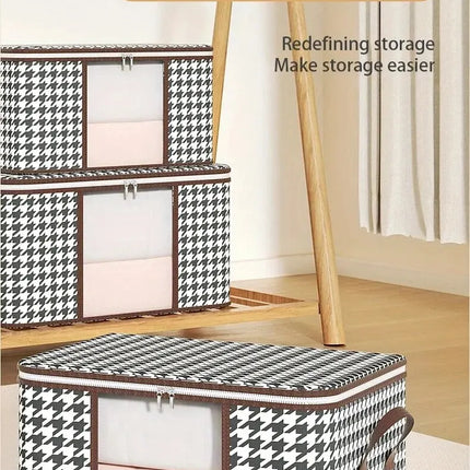 Visible Large Capacity Storage Box Portable Household Clothes Organizer With Handles Foldable Dustproof Quilt Zipper Container