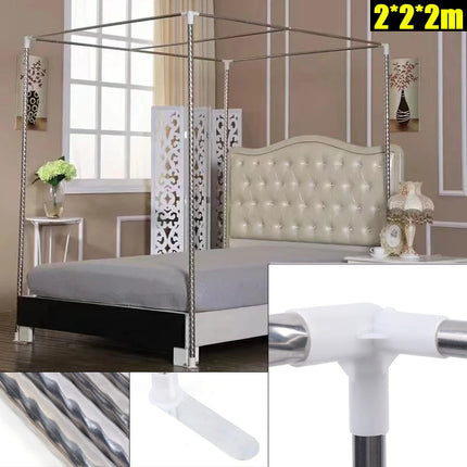 4 Corner Stainless Steel Bedding Canopy Frame Post Mosquito Netting Bracket Tool