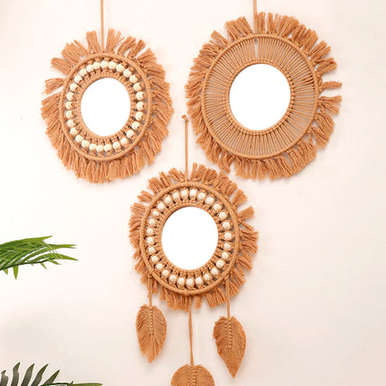 Handwoven Round Wall Mirror