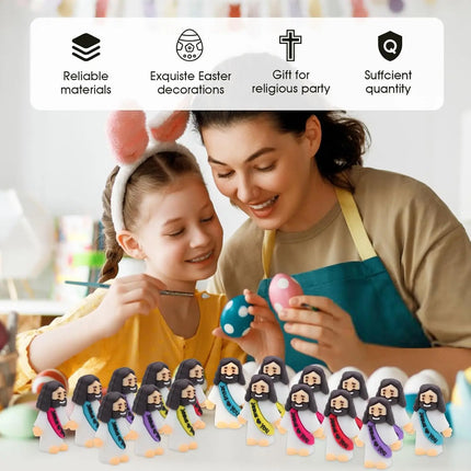 50-200Pcs Mini Jesus Figures Jesus Loves You Christ Toys Multicolor Tiny Jesus Figures Religious Party Favors Easter Egg Stuffer