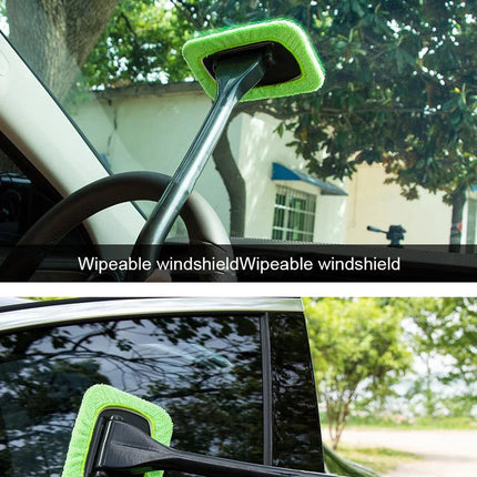 Car Window Cleaner Brush Kit Microfiber Windshield Cleaning Tool Auto Interior Glass Wash Wiper Long Handle Reusable Cloth Pad