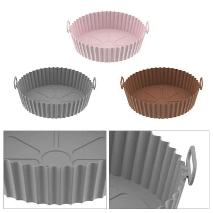 Air fryer Silicone Basket Reusable Container Accessories Oven Tray Pizza Fried Chicken Baking Mold Protector Kitchen Tool 2024