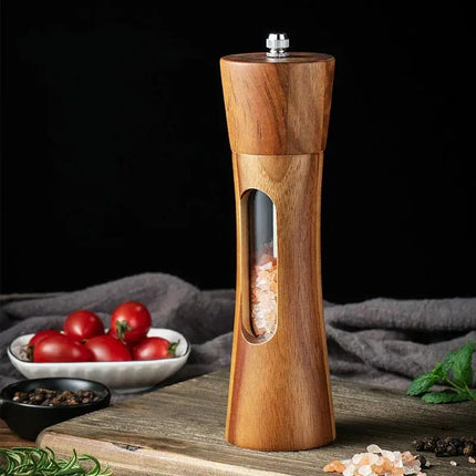 Acrylic Manual Salt Pepper Grinder Set Kitchen Sea Salt Pepper Grinder Pepper Mill Wooden Kitchen Pepper Shakers Spice Salt Mill