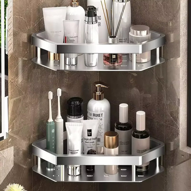 No-Drill Aluminum Shower Shelf