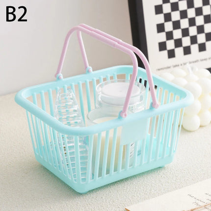 New Plastic Basket Organizer Portable Shopping Storage Box Desktop Sundries Toy Fruit Stationery Organizer Home Storage Baskets