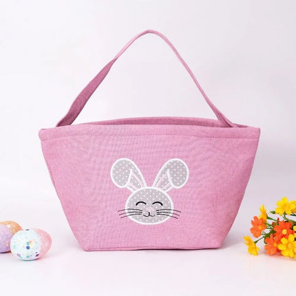 Cartoon Rabbit Storage Basket Wear-resistance Decorative Rabbit Egg Basket with Handle Large Capacity Happy Easter Handbag