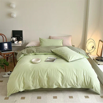 Simple Fresh Queen Bedding Set 100% Cotton Soft Comfortable Duvet Cover Set with Sheets Quilt Cover and Pillow Covers Bed Sets