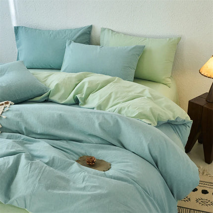 2025 New All-cotton Quilt Cover Class A Yarn-dyed Washed Cotton Single Bed Cover Solid Light Blue Breathable Bedding 220x240