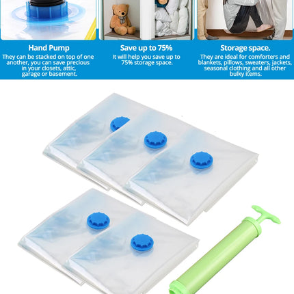1/3/5pcs Vacuum Storage Bags,for Bedding,Pillows,Towel,Clothes Space Saver Travel Storage Bag,With Hand-Pump,Vacuum Bag Package