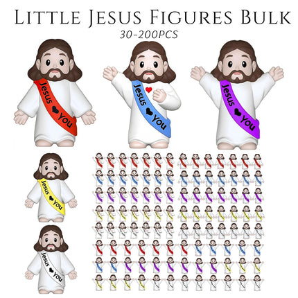30-200Pcs Little Jesus Figures Jesus Loves You Figures Baby Jesus Figure Mini Jesus Bulk for Religious Gifts Easter Egg Fillers