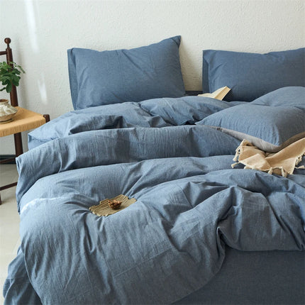 2025 New All-cotton Quilt Cover Class A Yarn-dyed Washed Cotton Single Bed Cover Solid Light Blue Breathable Bedding 220x240