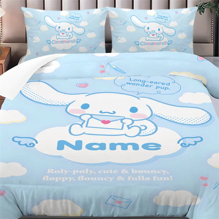 Cinnamoroll Duvet Cover Customizable Bedding Set Personalize with Your Name Machine Washable Ideal for Rooms & Guest Bedrooms