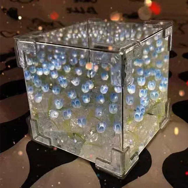Handmade Tulip Mirror Cube Lamp