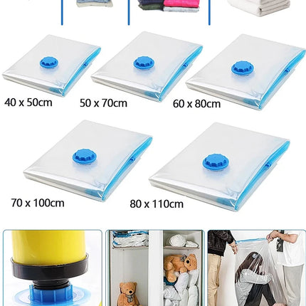 3/5Pcs New Vacuum Storage Bags with Hand Pump for Comforters Clothes Pillow Bedding Blanket Storage Saver 80% More Compression