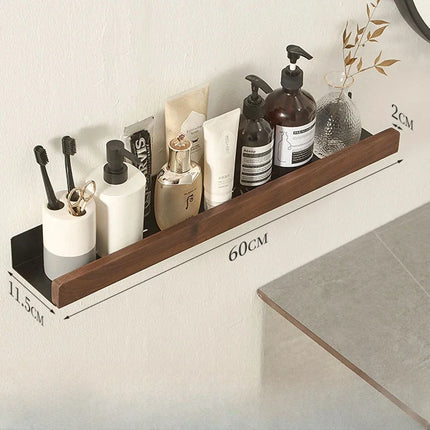 Punch-Free Wooden Bathroom Shelf