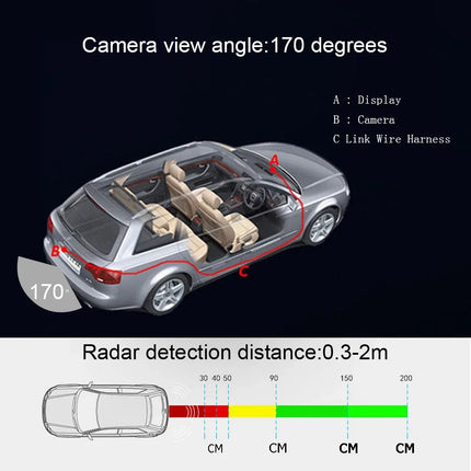 Car 3 In 1 Rear View Camera Parking Sensor Radar Set License Plate Lights Distance Control Parktronic System Universal