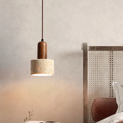 Popular Wabi Sabi Travertine Droplight Over Dining Desk Kitchen Island Yellow Marble Restaurant Decor Pendant Lamp Bedside