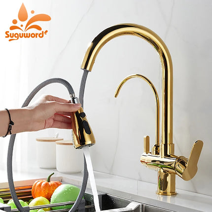Smart Sensor Pure Water Kitchen Faucet 2 Models Spout Taps Deck Mount Daul Handle Filtered Cold Hot Water Mixer Washing Crane