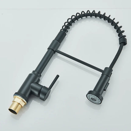 Black Spring Pull Down Kitchen Faucets Stream Spray Head Hot Cold Water Tap Stainless steel Rotation Kitchen Mixer Tap Crane