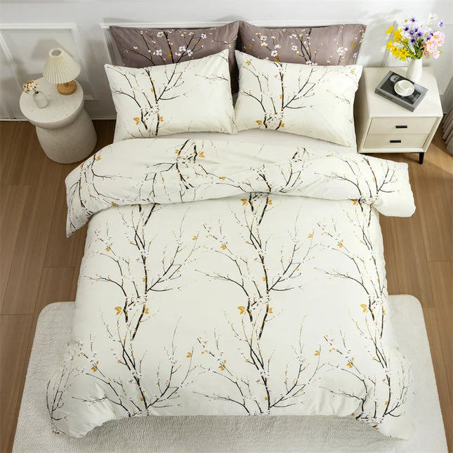 Bedding SetBedding Set Tree Branch Printing Bedding with Pillowcases Soft Lightweight Down Alternative Summer Bedding Sets