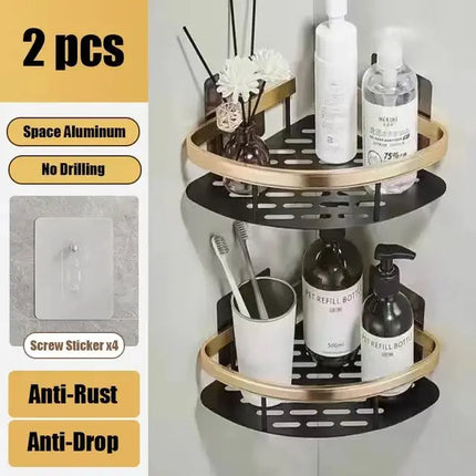 No Drill Wall-Mounted Bathroom Shelf Corner Rack