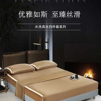 Satin Bedsheet Set High Quality Solid Color Fitted Sheet Set Single Double Queen King Size Flatsheet Set Luxury Bedding