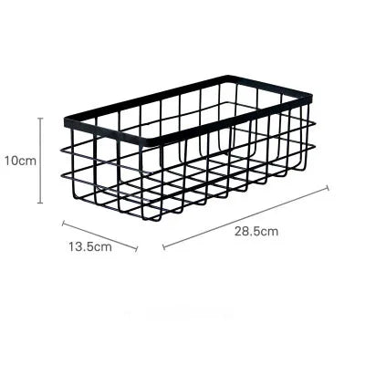 Metal Storage Basket, Black and White, Office Desktop, Cosmetic Sorting Baskets, Kitchen Seasoning Jar Organizer, Iron Box